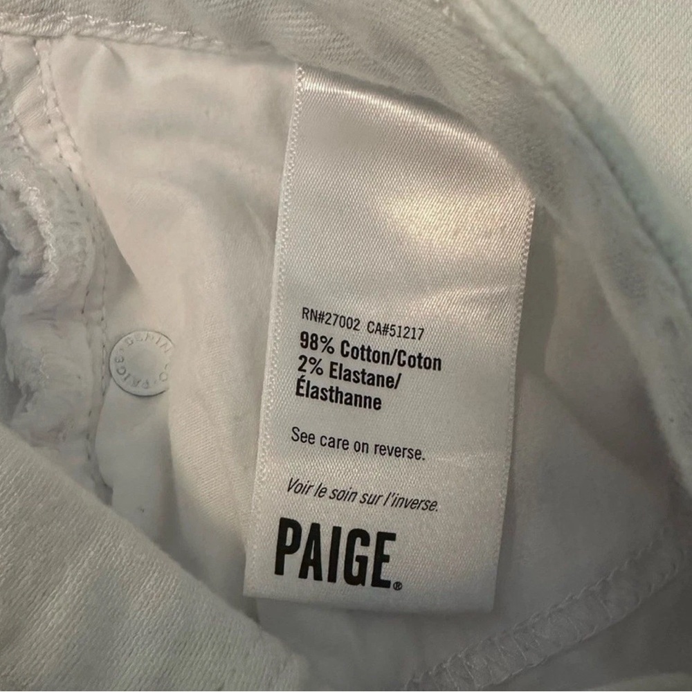 PAIGE White Distressed Denim Mini Skirt Raw Hem Jean Skirt Size 27 - Picture 4 of 4